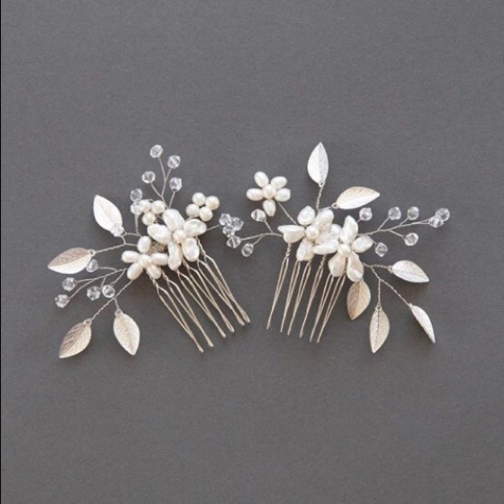 Davie & Chiyo PHOEBE GOLD LEAF Bridal Hair Combs